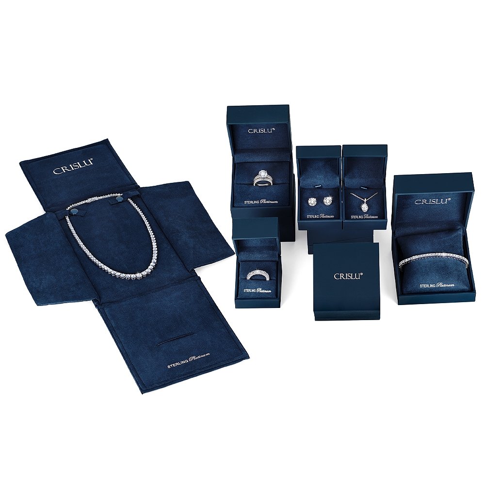  CRISLU Royal Brilliant Cut Pendant Necklace Finished in Pure Platinum - Pure Platinum - Bonton