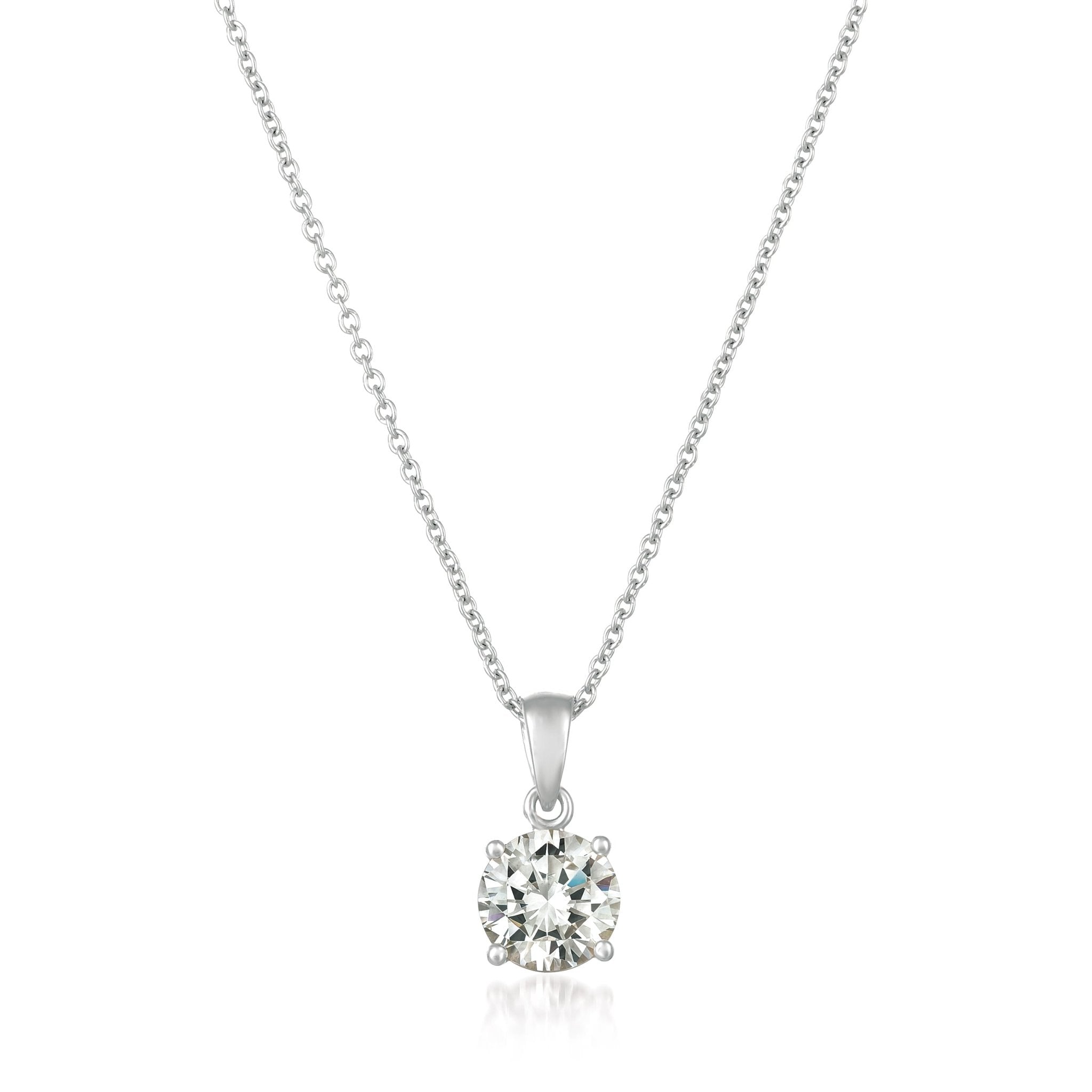  CRISLU Royal Brilliant Cut Pendant Necklace Finished in Pure Platinum - Pure Platinum - Bonton