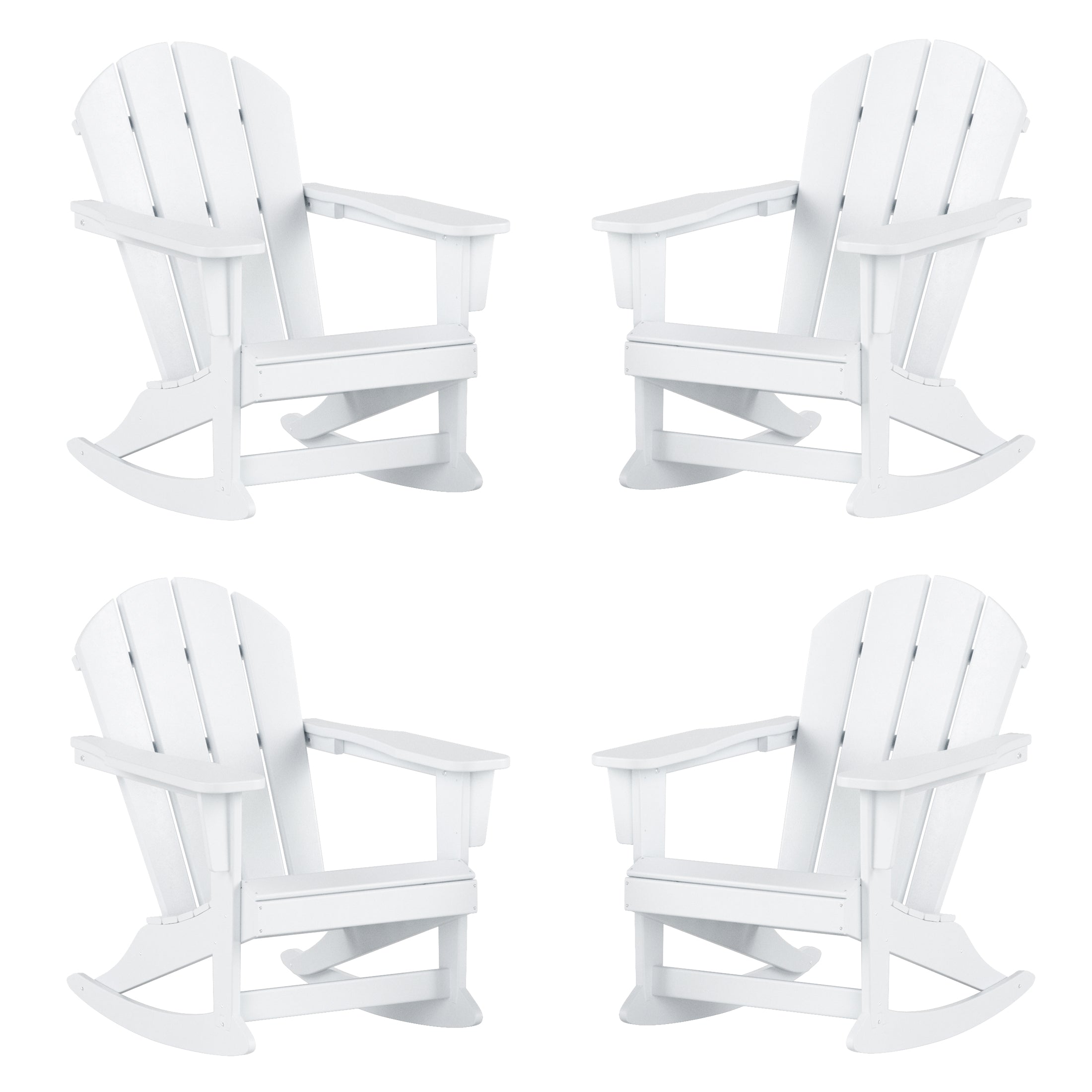  Westin Furniture Outdoor Rocking Poly Adirondack Chair, Set of 4 - Black - Bonton