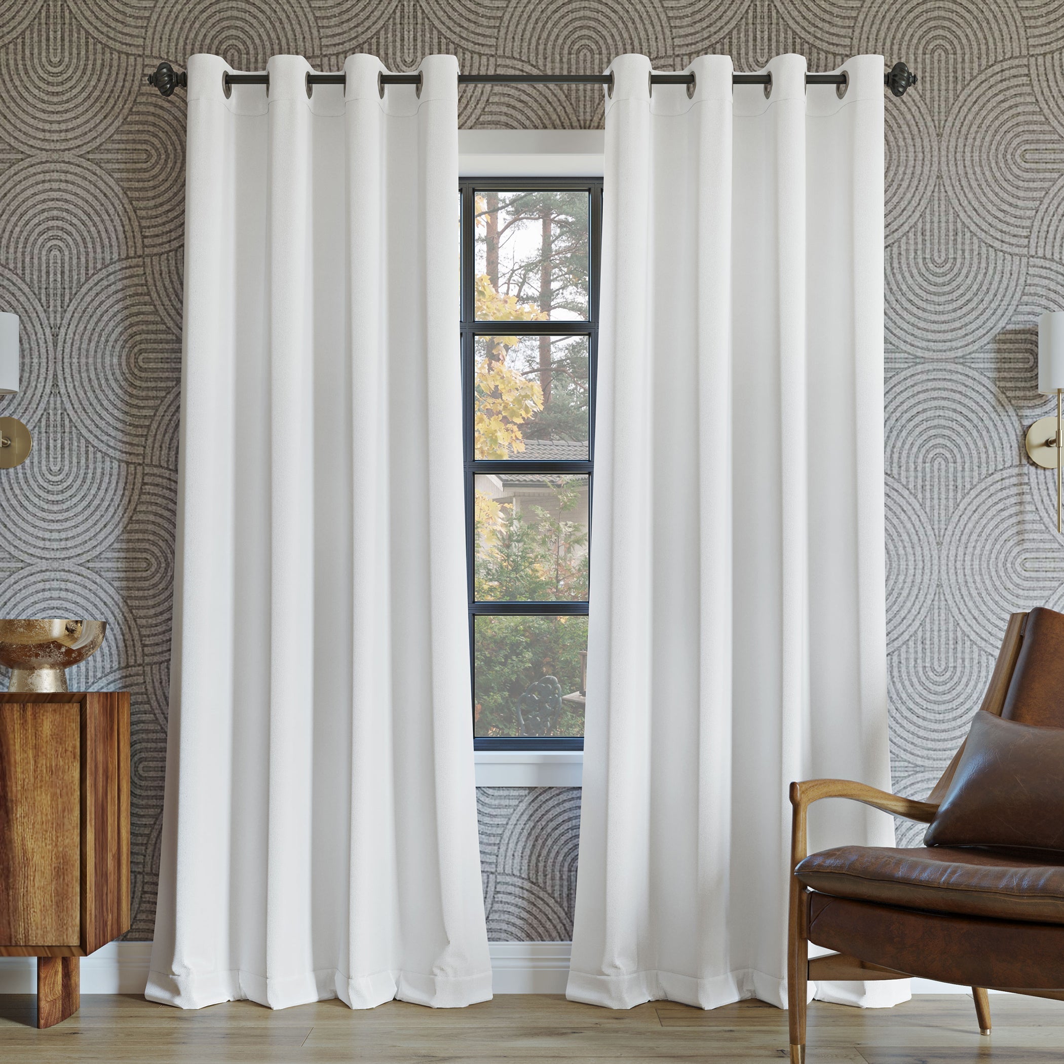  Rocco Theater Grade Extreme 100% Blackout Grommet Curtain Panel - White - Bonton