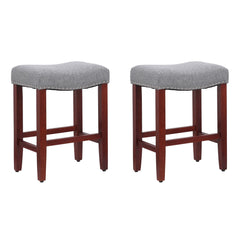 24" Upholstered Saddle Seat Set of 2 Counter Stool