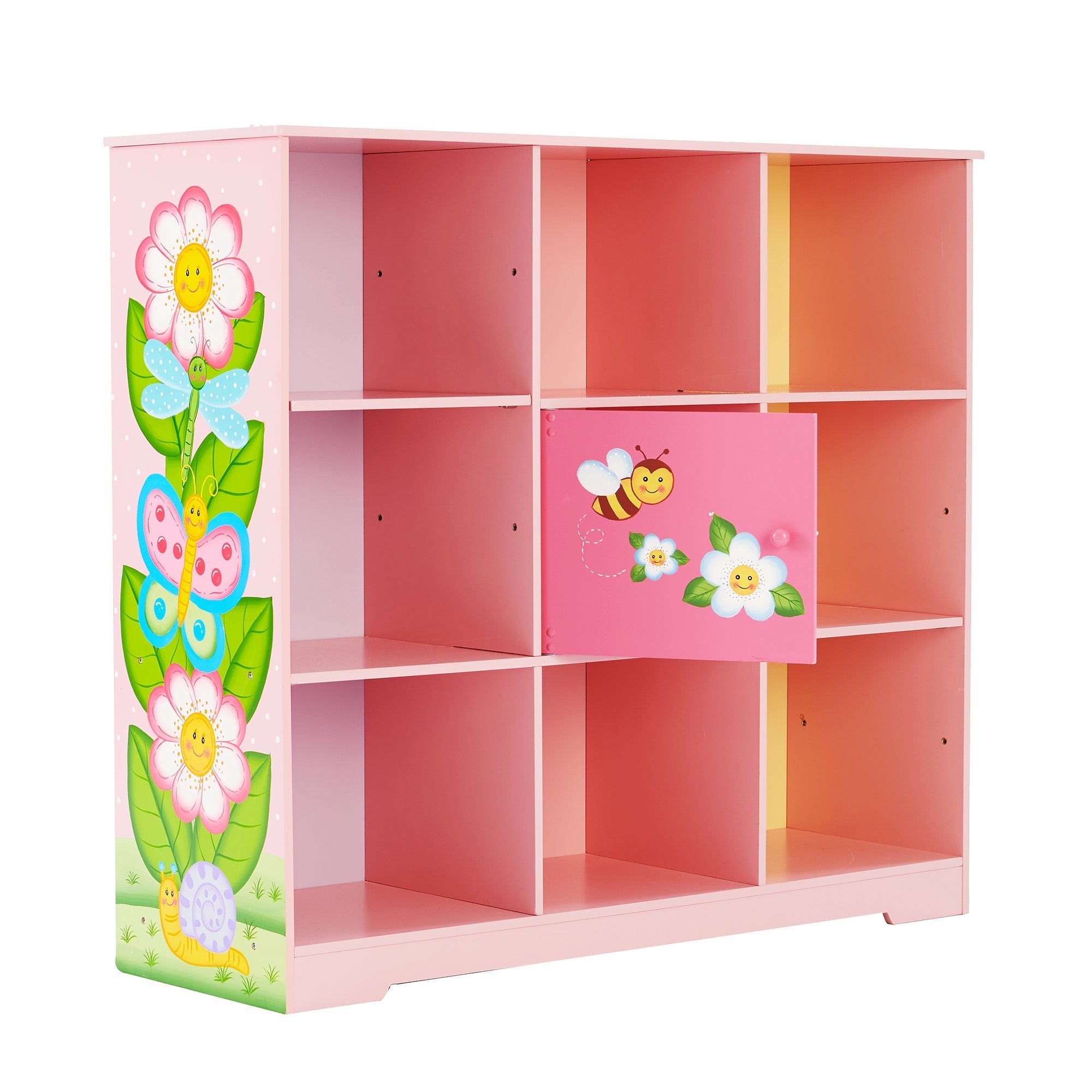  Teamson Kids Fantasy Fields - Toy Furniture -Magic Garden Adjustable Cube Bookshelf - Pink/Green - Bonton