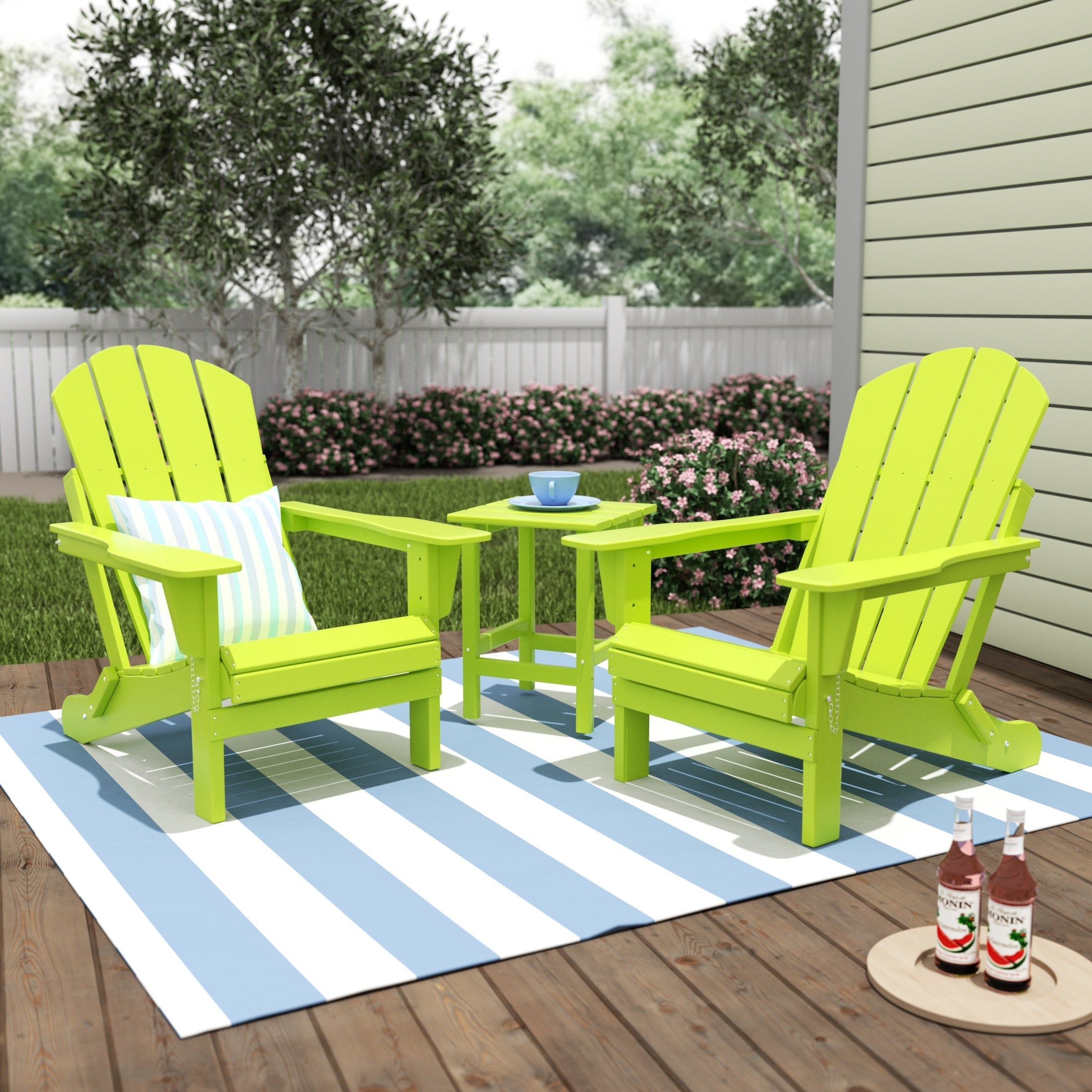  Westin Furniture 3-Piece Outdoor Patio Adirondack Conversation Seating Set - White - Bonton