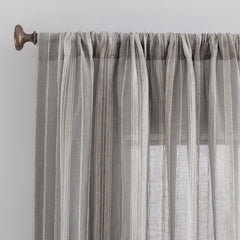 Embroidered Stripe Linen Blend Curtain