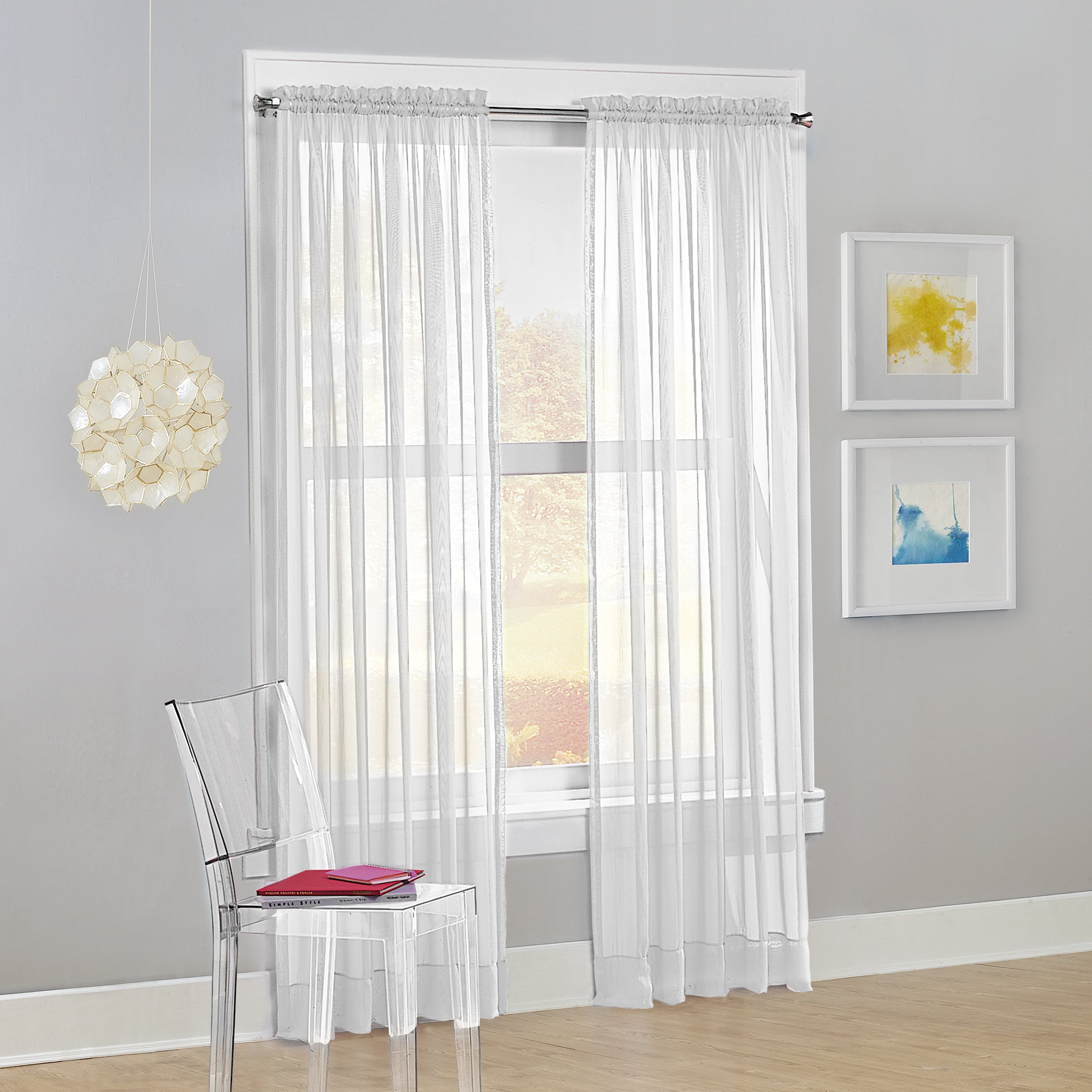  No. 918 Circe Voile Sheer Rod Pocket Curtain Panel - White - Bonton