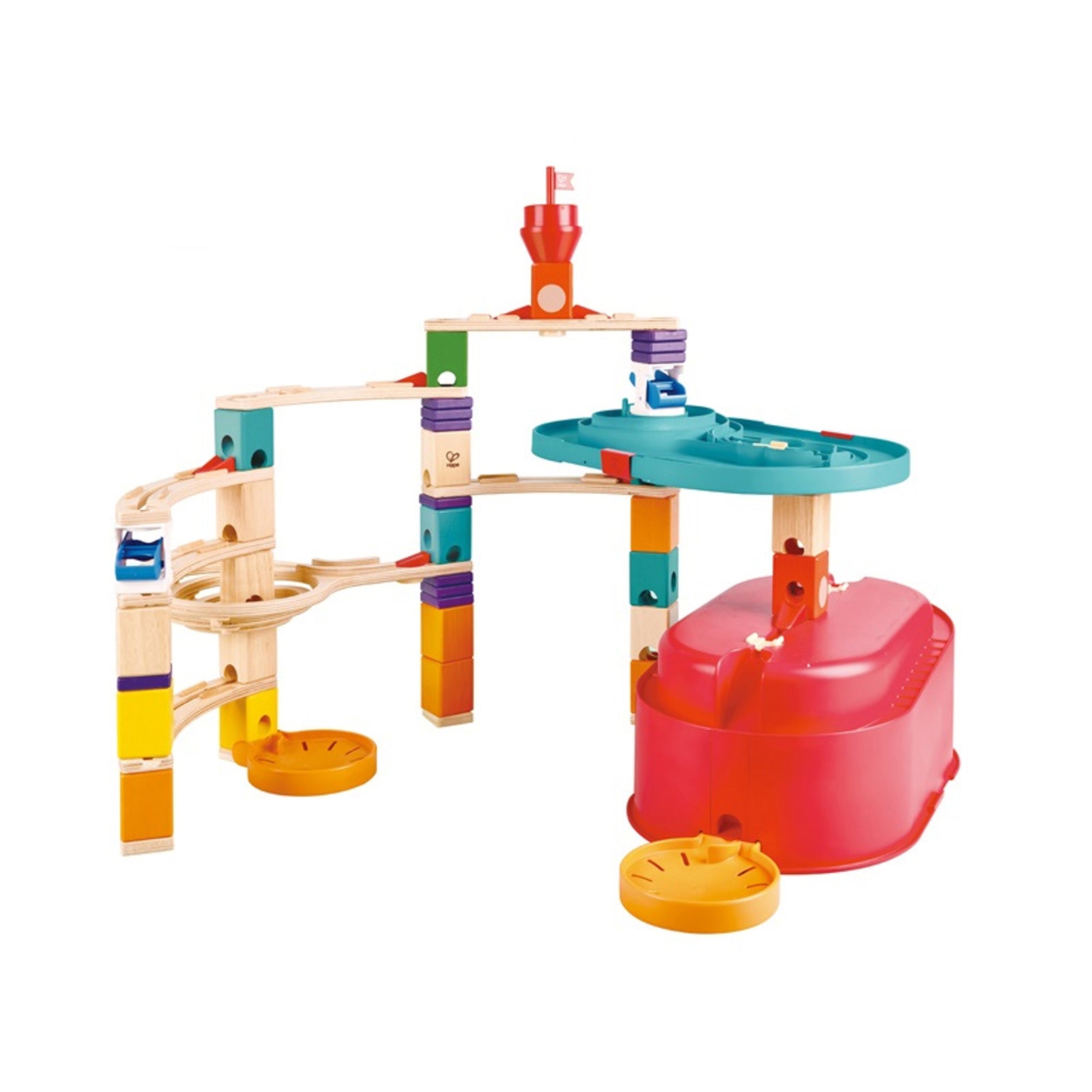  Hape Quadrilla Stack Track Bucket Wooden Marble Run Construction - Multi - Bonton