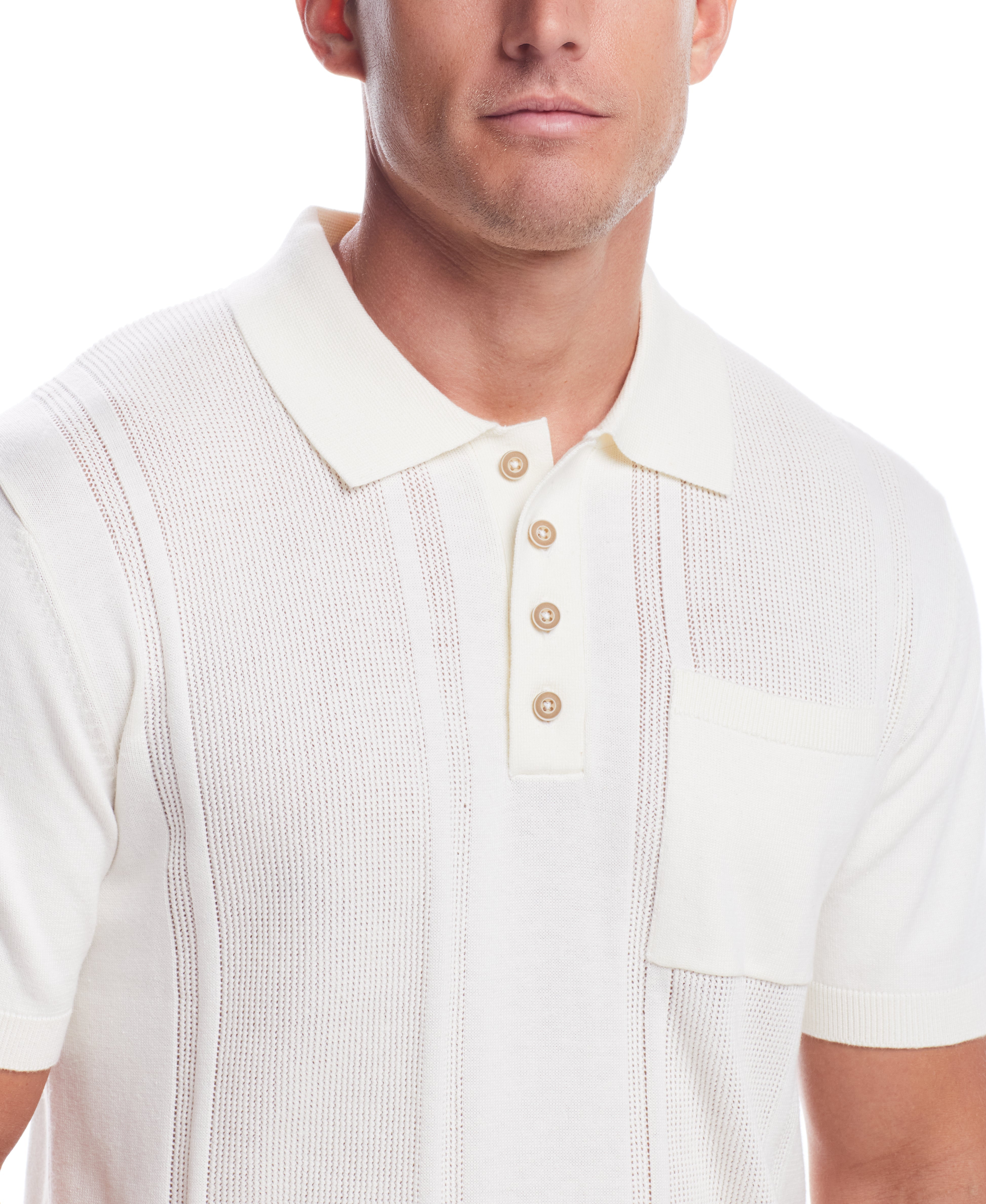  WEATHERPROOF VINTAGE Weatherproof Vintage Men's Short Sleeves Polo Sweater - Ecru - Bonton