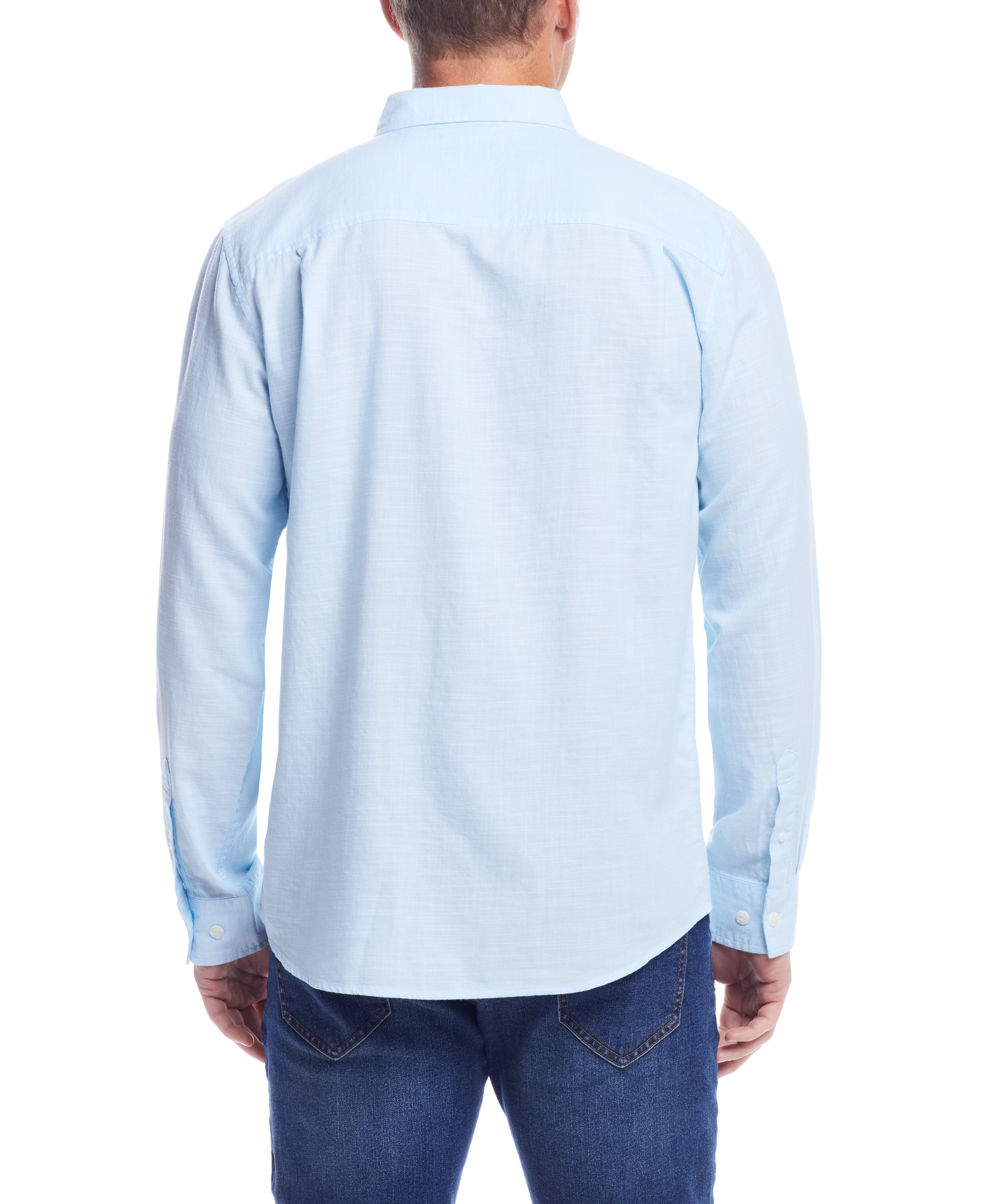  WEATHERPROOF VINTAGE Weatherproof Vintage Men's L/S Solid Cotton Twill Shirt - Crystal Blue - Bonton