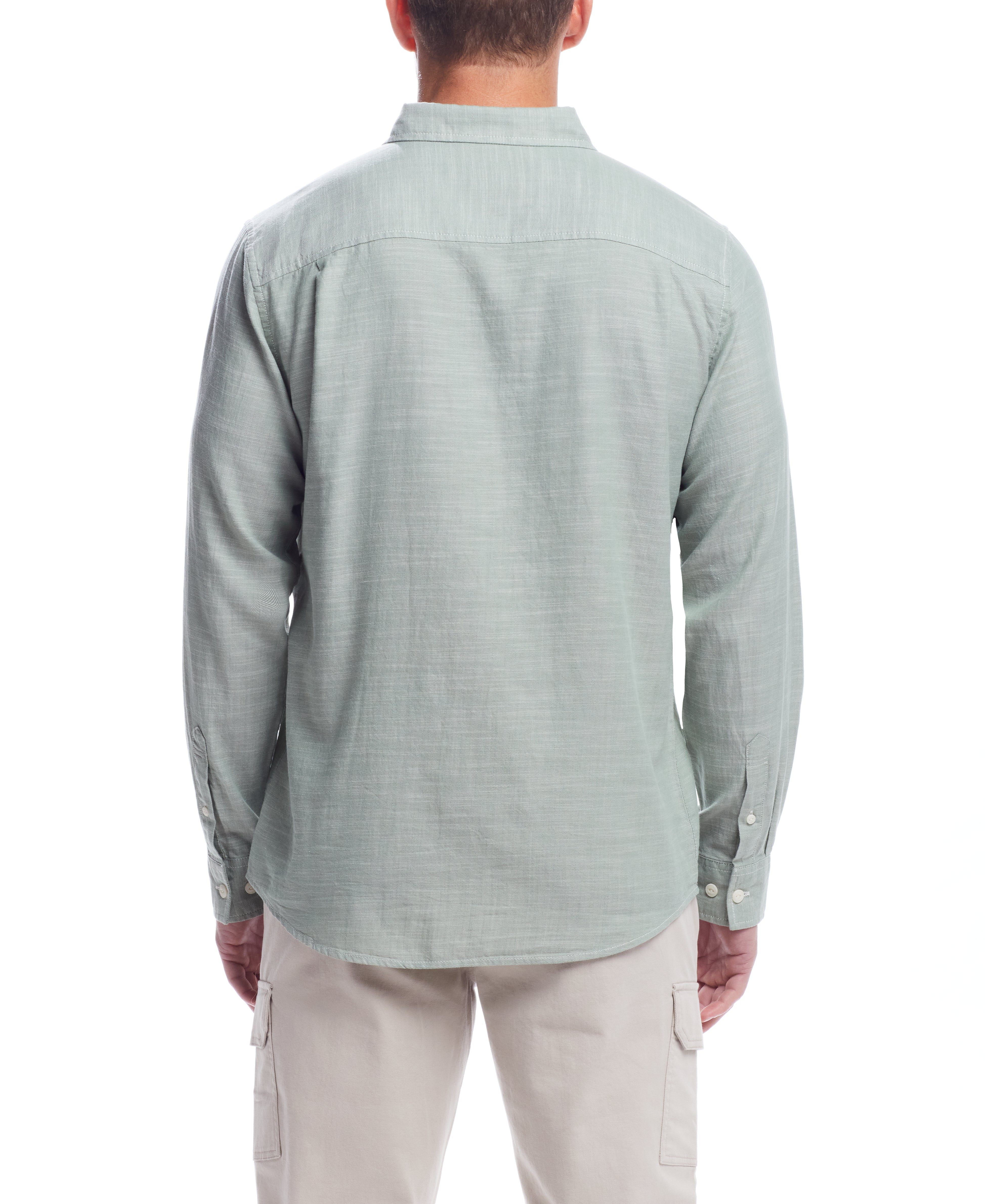  WEATHERPROOF VINTAGE Weatherproof Vintage Men's L/S Solid Cotton Twill Shirt - Hedge Green - Bonton