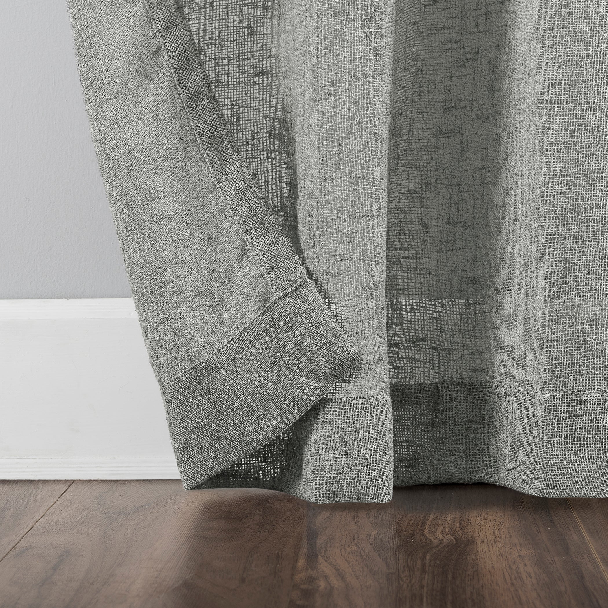  Burlap Weave Linen Blend Tab Top Curtain - Moss Green - Bonton