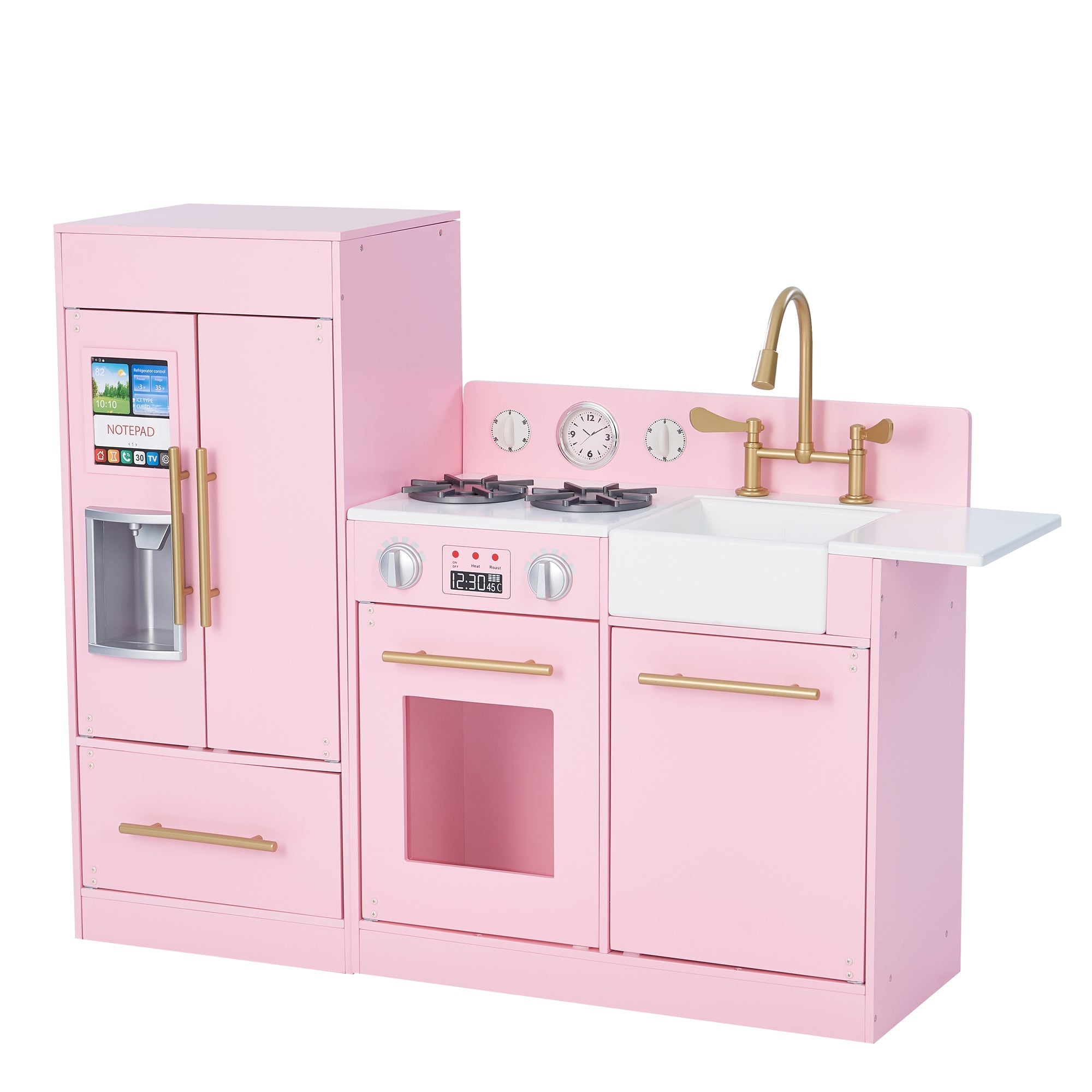  Teamson Kids Teamson Kids Little Chef Charlotte 2-Piece Modular Wooden Play Kitchen, Pink - Pink / Gold - Bonton