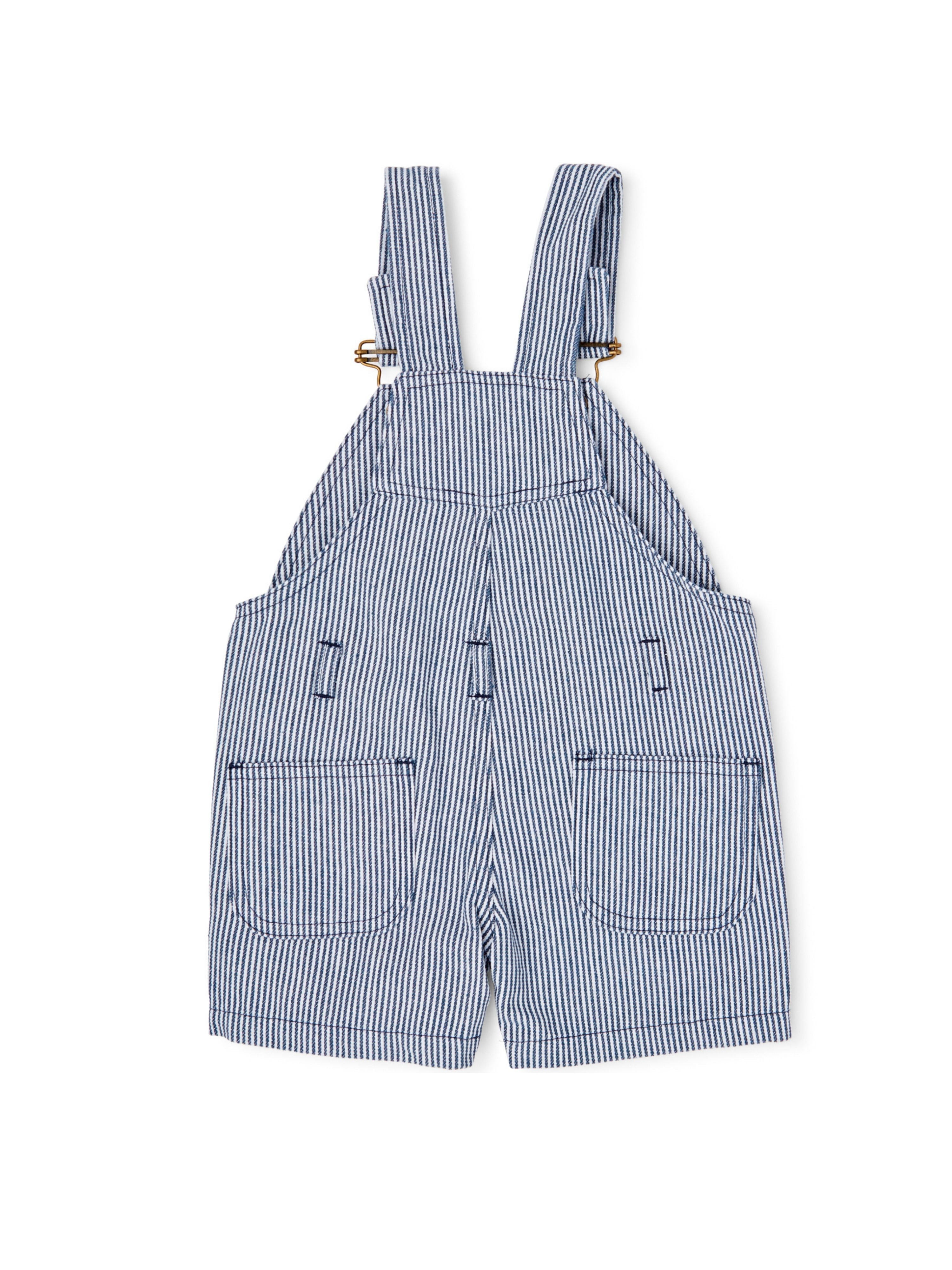  Dotty Dungarees Classic Stripe Denim Overall Shorts - Blue - Bonton