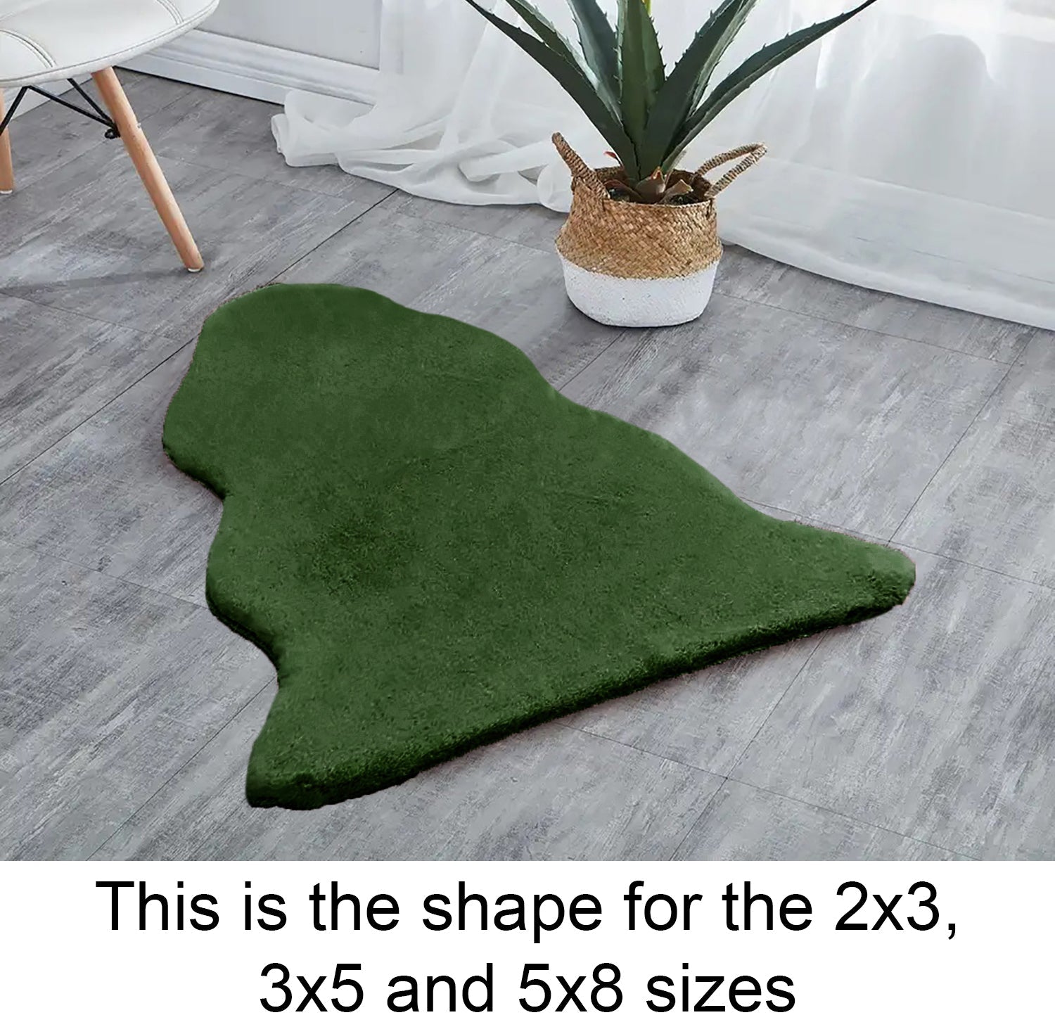  Home Mart Goods Sage Green Faux Rabbit Fur Fuzzy Soft Fluffy Plush Cozy Shaggy Area Rug by Homemartgoods - 2' x 3' Feet - Bonton
