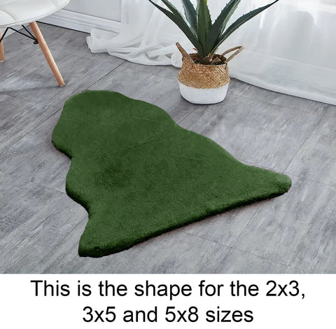 Sage Green Faux Rabbit Fur Fuzzy Soft Fluffy Plush Cozy Shaggy Area Rug by Homemartgoods