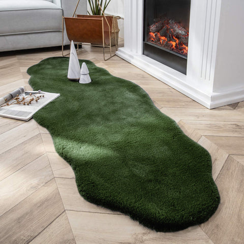 Sage Green Faux Rabbit Fur Fuzzy Soft Fluffy Plush Cozy Shaggy Area Rug by Homemartgoods