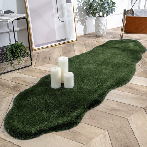 Sage Green Faux Rabbit Fur Fuzzy Soft Fluffy Plush Cozy Shaggy Area Rug by Homemartgoods