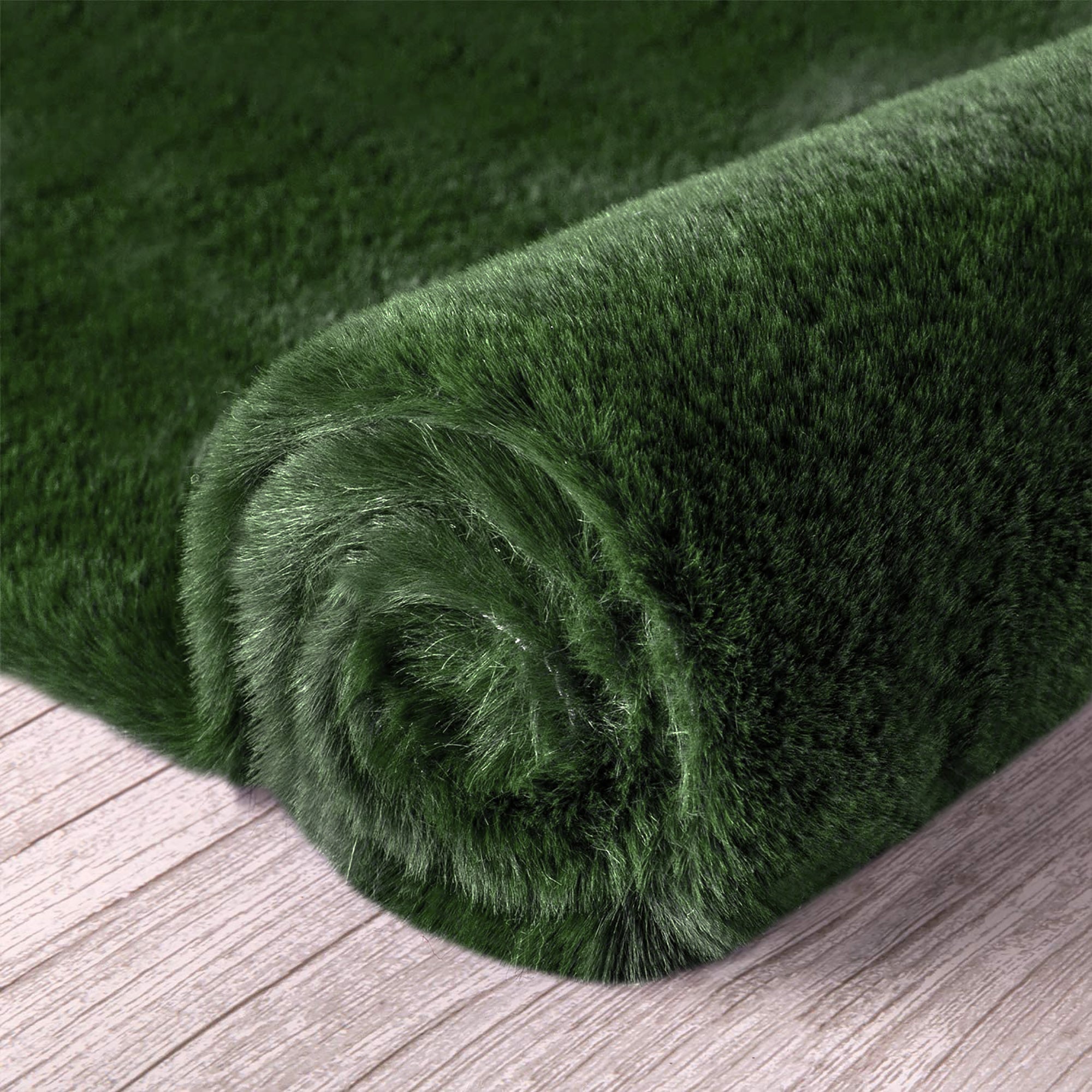  Home Mart Goods Sage Green Faux Rabbit Fur Fuzzy Soft Fluffy Plush Cozy Shaggy Area Rug by Homemartgoods - 2' x 3' Feet - Bonton