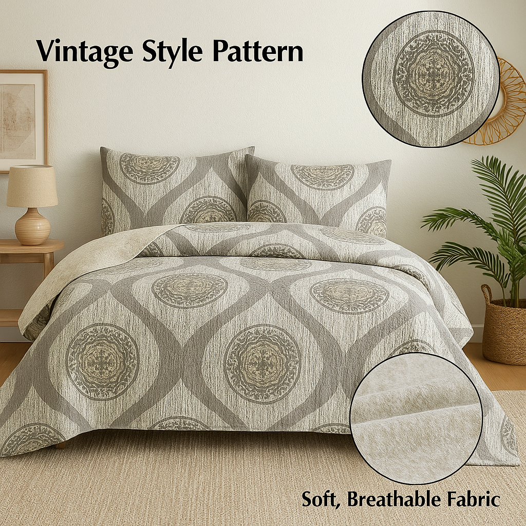  DaDa Bedding Collection DaDa Bedding Rustic Grey Mosaic Distressed Medallion Reversible Quilted Bedspread Set (SD16299) by DaDa Bedding Collection - Twin - Bonton