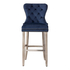 29" Tufted Velvet Bar Stool