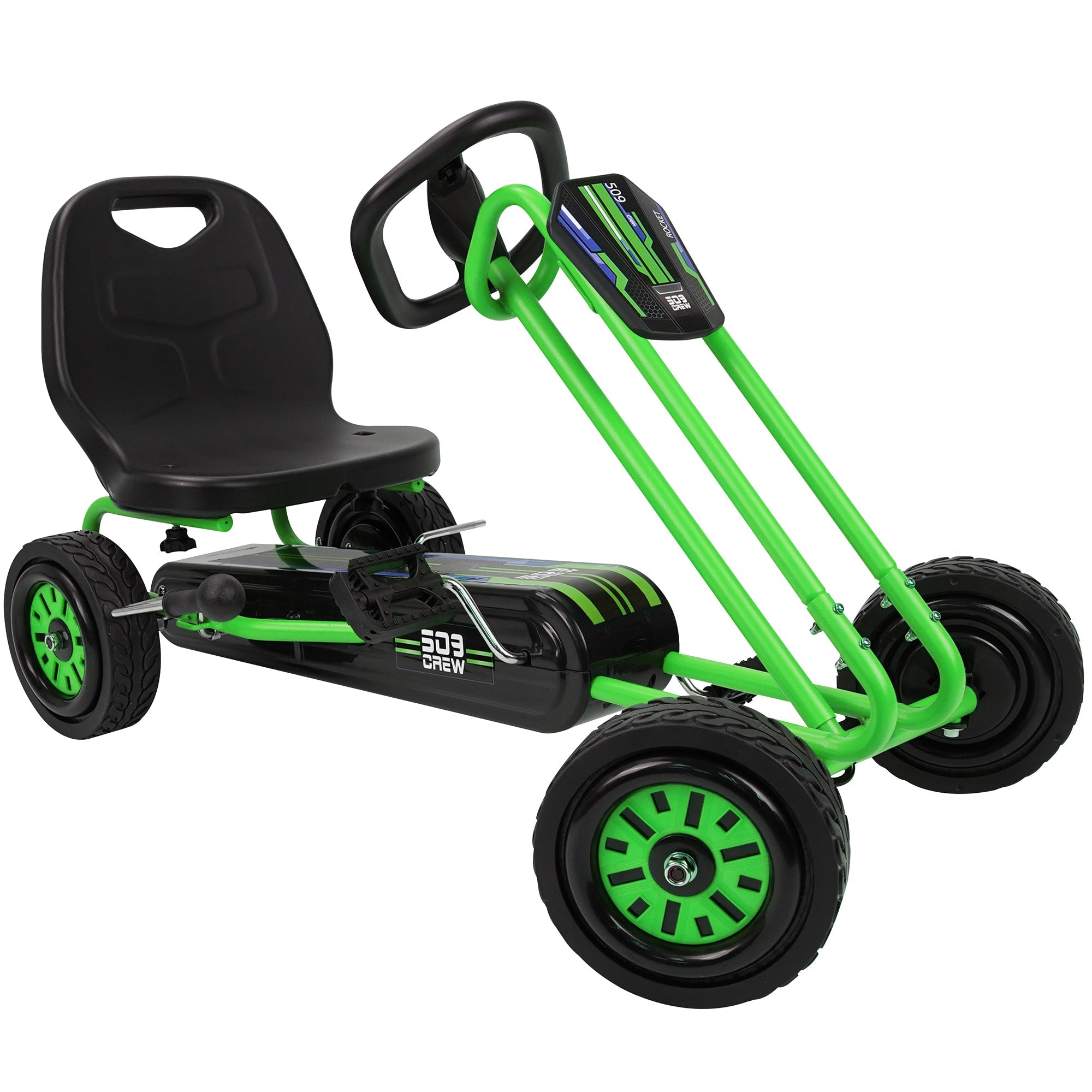  509 Crew Rocket Pedal Go Kart - Green | Pedal Car | Ride On Toys For Boys & Girls With Ergonomic Adjustable Seat & Sharp Handling, Ages 4+ - Multi - Bonton