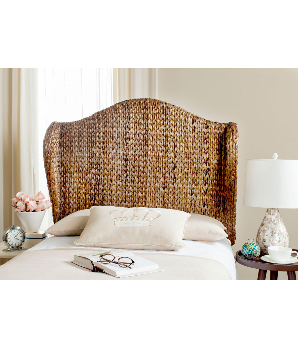  Safavieh Nadine Winged Headboard Brown - Brown - Bonton