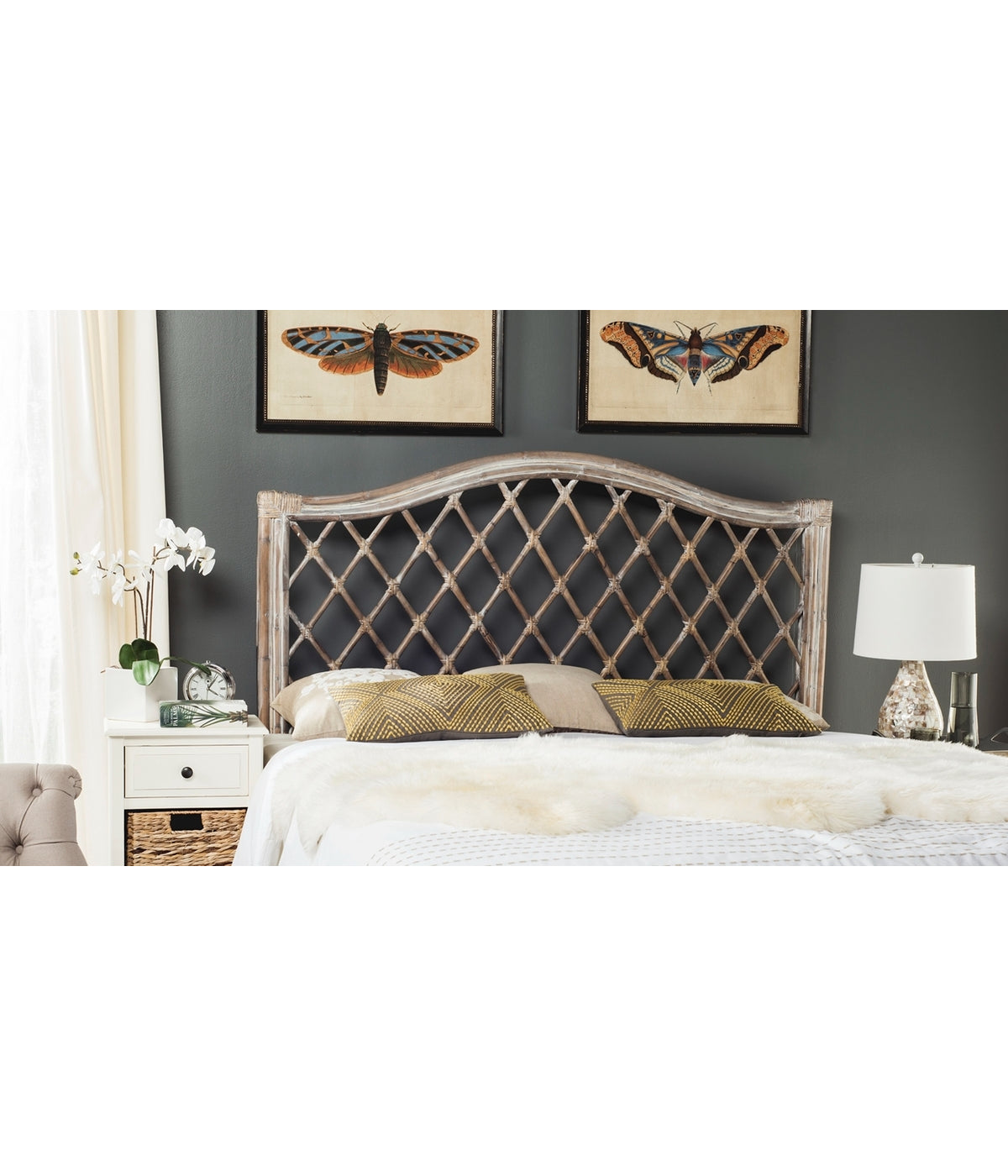  Safavieh Gabrielle Headboard Antique & Grey - Antique & Grey - Bonton