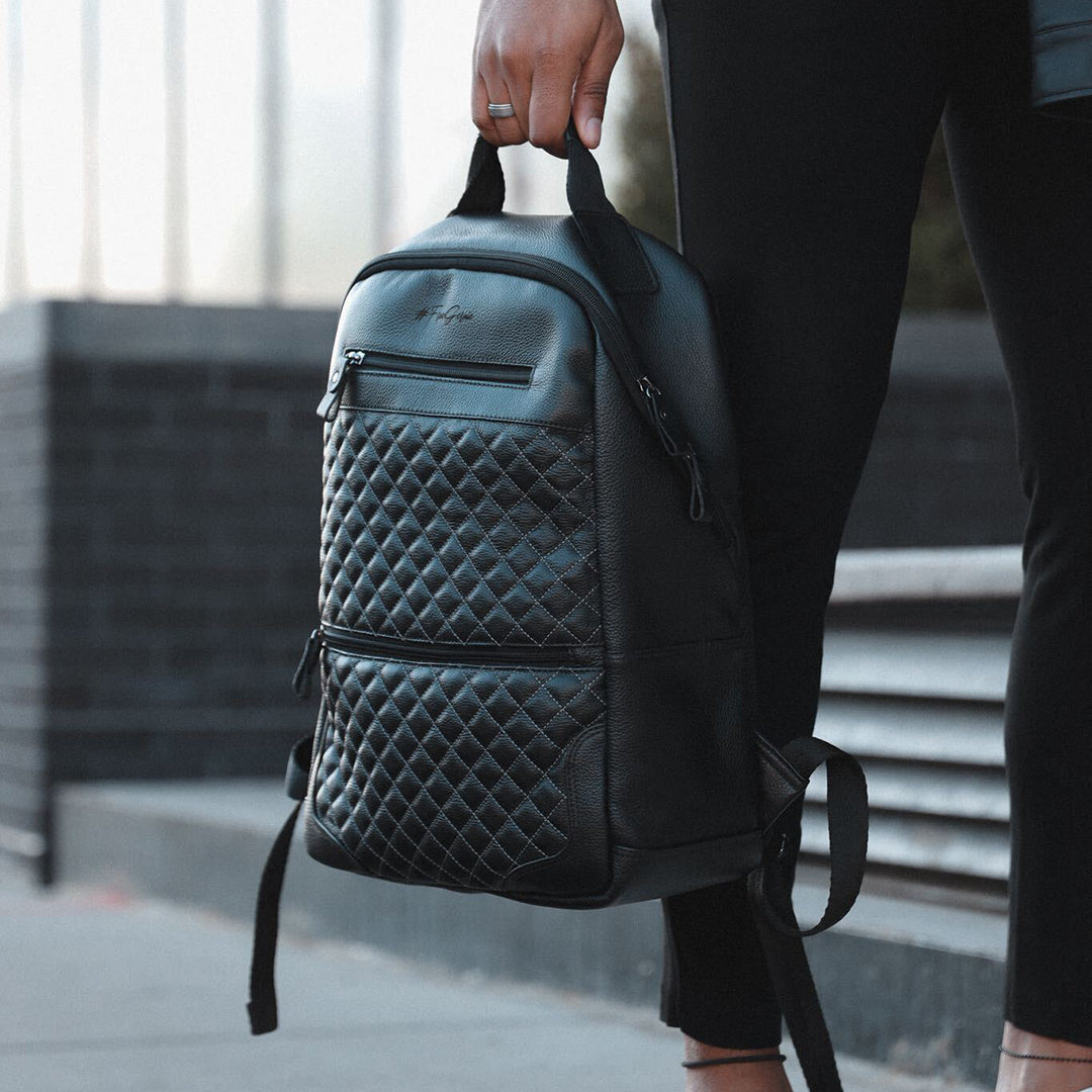  Gernie NYC 52's Luxury Quilted Garda Leather Backpack - Black - Bonton