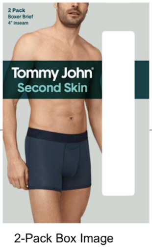  Tommy John Men's Second Skin 6' Boxer Brief 2-Pack - Black / Blue - Bonton