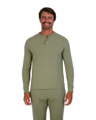  Wood Underwear Henley Long Sleeve - Olive - Bonton