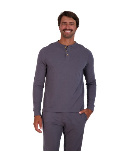  Wood Underwear Henley Long Sleeve - Iron - Bonton