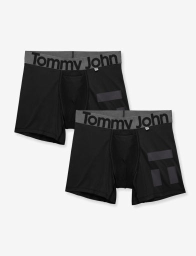  Tommy John Men's 360 Sport Hammock Pouch 4' Boxer Brief 2-Pack - Black - Bonton