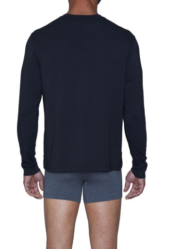  Wood Underwear Henley Long Sleeve - Black - Bonton