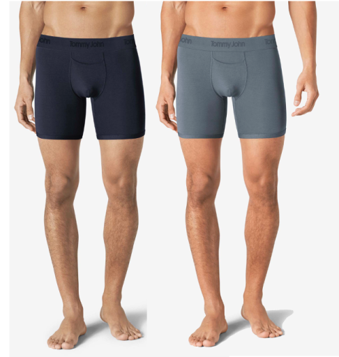  Tommy John Men's Second Skin 6' Boxer Brief 2-Pack - Blue / Grey - Bonton