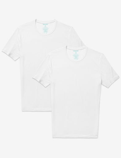  Tommy John Men's Second Skin Crew Neck Stay-Tucked 2-Pack - White - Bonton