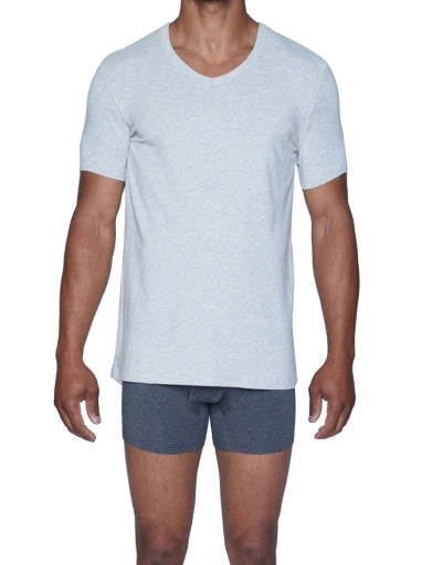  Wood Underwear V-Neck Bodyfitted Undershirt Premium Sweatwicking Base Layer - Heather Grey - Bonton