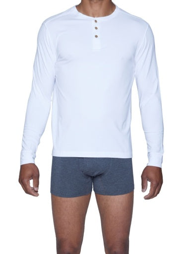  Wood Underwear Henley Long Sleeve - White - Bonton