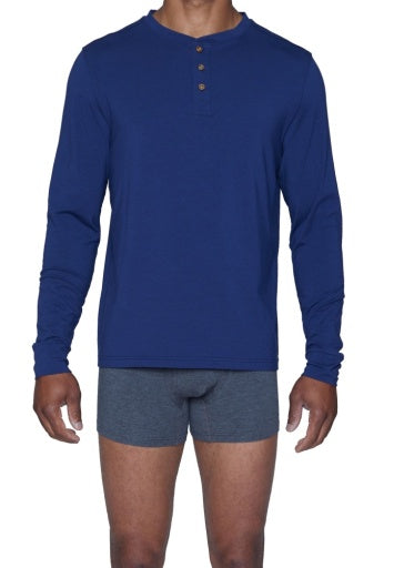  Wood Underwear Henley Long Sleeve - Deep space blue - Bonton