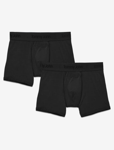  Tommy John Men's Second Skin 4' Boxer Brief 2-Pack - Black - Bonton