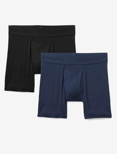  Tommy John Men's Second Skin 6' Boxer Brief 2-Pack - Black / Blue - Bonton