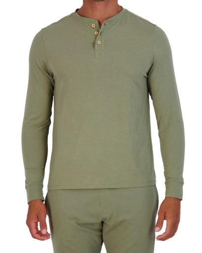  Wood Underwear Henley Long Sleeve - Olive - Bonton