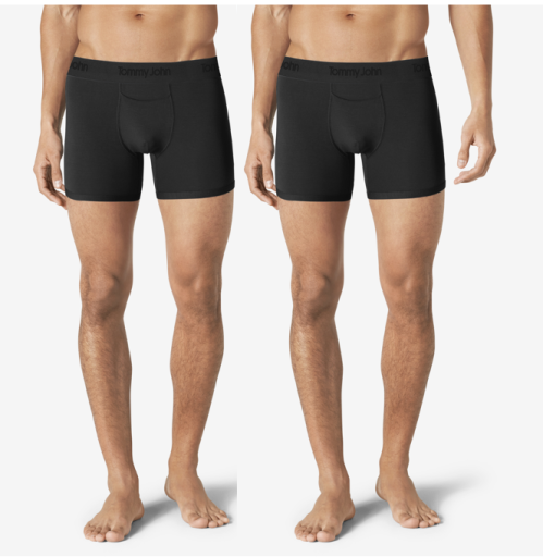  Tommy John Men's Second Skin 4' Boxer Brief 2-Pack - Black - Bonton