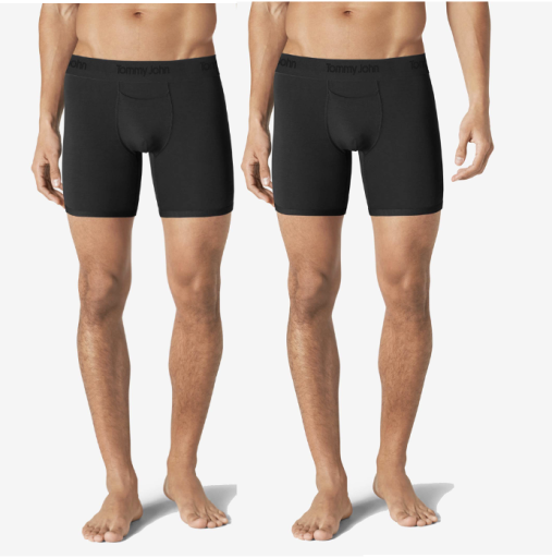  Tommy John Men's Second Skin 6' Boxer Brief 2-Pack - Black - Bonton