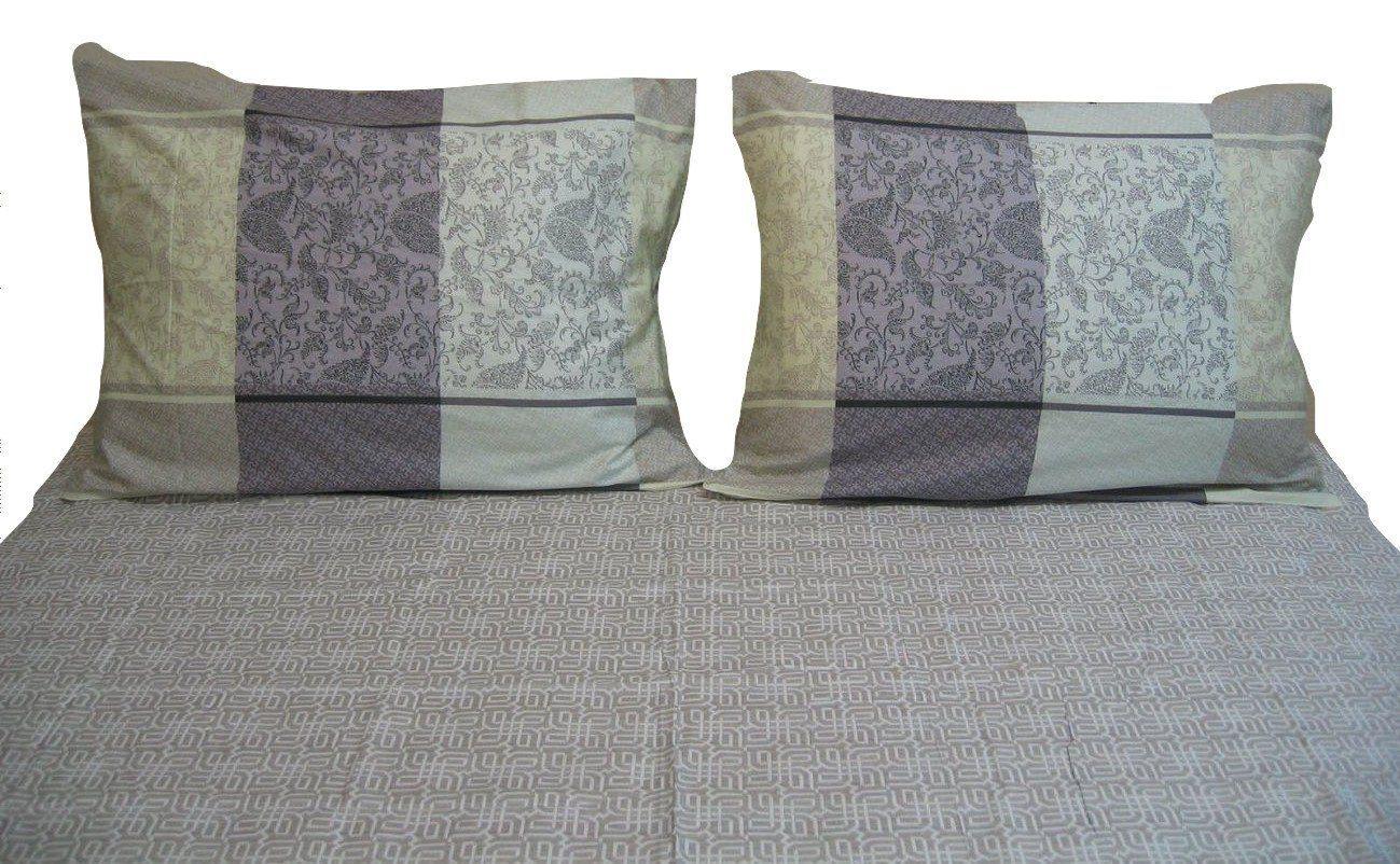  DaDa Bedding Collection DaDa Bedding Jacquard Grey Floral Paisley Fitted Sheet & Pillow Cases Set (FTS8222) by DaDa Bedding Collection - Twin - Bonton