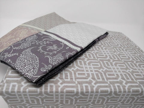 DaDa Bedding Jacquard Grey Floral Paisley Fitted Sheet & Pillow Cases Set (FTS8222) - DaDa Bedding Collection