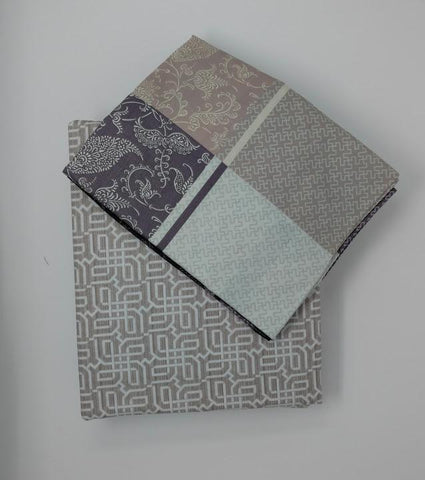 DaDa Bedding Jacquard Grey Floral Paisley Fitted Sheet & Pillow Cases Set (FTS8222) - DaDa Bedding Collection