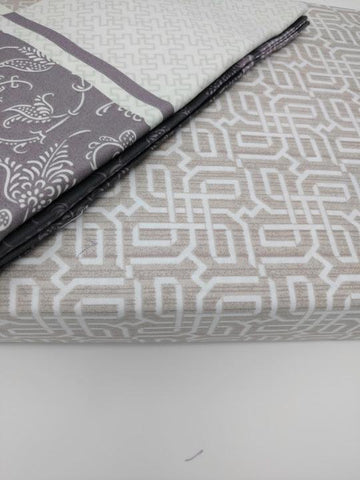 DaDa Bedding Jacquard Grey Floral Paisley Fitted Sheet & Pillow Cases Set (FTS8222) - DaDa Bedding Collection