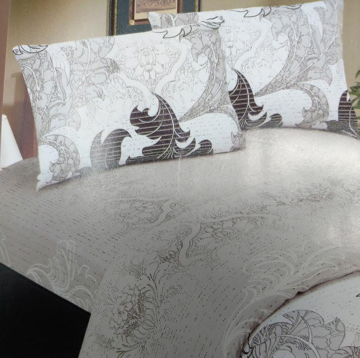  DaDa Bedding Collection DaDa Bedding Paisley Grey Floral Leaves Fitted Sheet & Pillow Cases Set (FTS8197) by DaDa Bedding Collection - Twin - Bonton