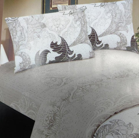 DaDa Bedding Jacquard Paisley Floral Leaves Flat Sheet & Pillow Cases Set - Twin 2-Pieces (FS8197) - DaDa Bedding Collection