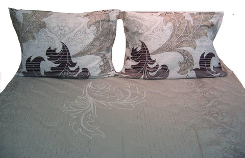 DaDa Bedding Jacquard Paisley Floral Leaves Flat Sheet & Pillow Cases Set - Twin 2-Pieces (FS8197) - DaDa Bedding Collection