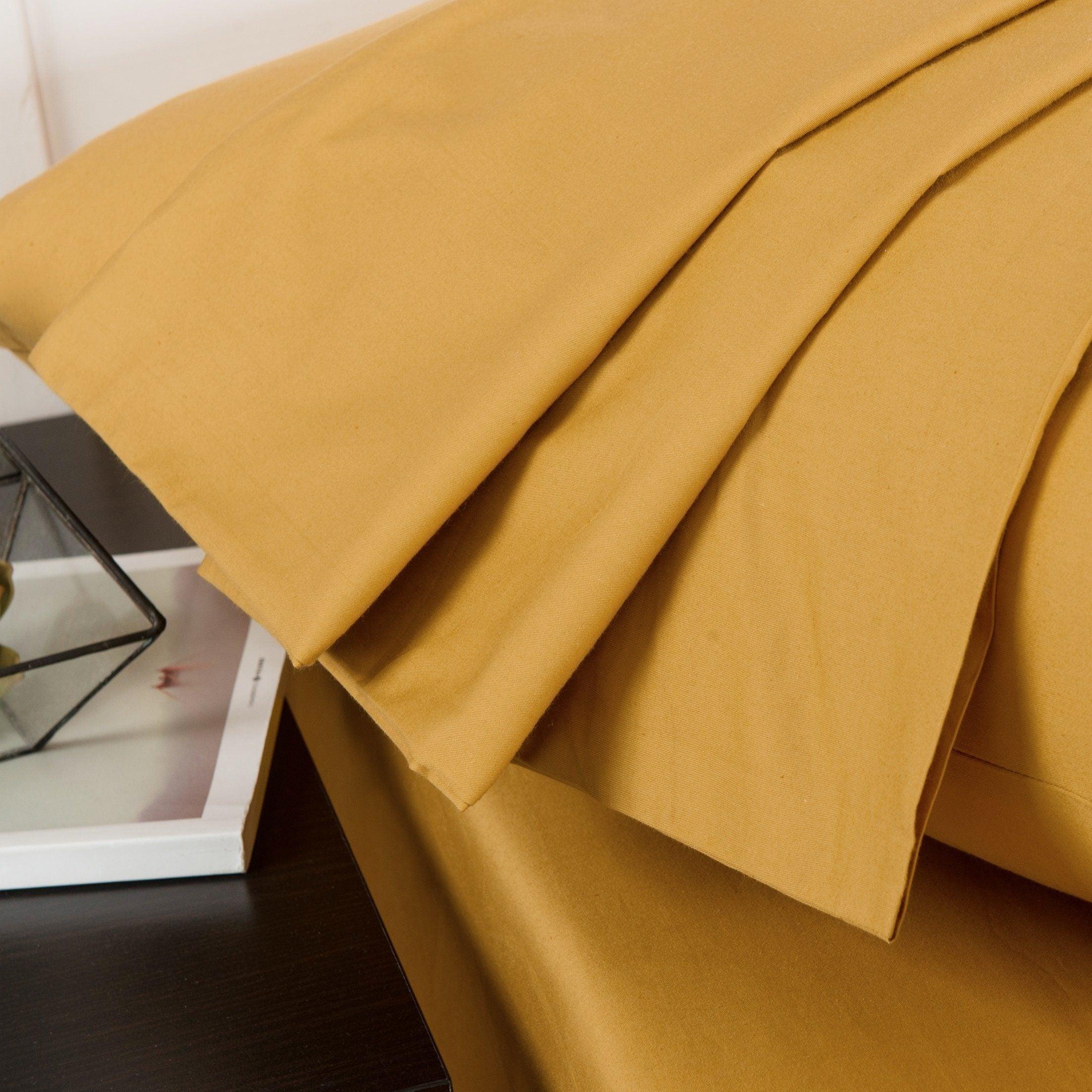  DaDa Bedding Collection DaDa Bedding Honey Yellow Poplin Cotton Fitted Sheet w/ Pillow Cases (JHW-550-Fitted) by DaDa Bedding Collection - King - Bonton